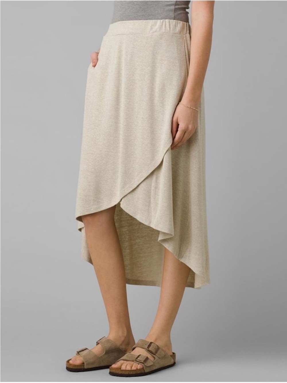 prAna Tidal Wave Skirt Women’s Oatmeal Casual Stretch Skirt Size Large Hemp
